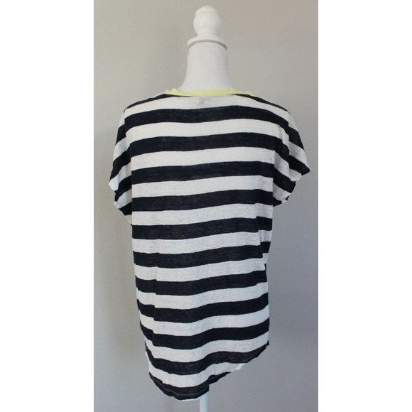 JOIE Maddie Striped Linen Slub Top Navy Blue White Yellow, Size XS - Picture 5 of 7